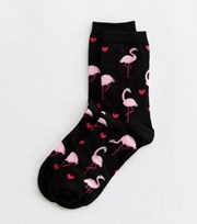 New Look Black Flamingo Heart Socks